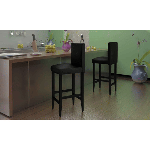 vidaXL Bancos de bar 4 pcs couro artificial preto vidaXL Bancos de bar 4 pcs couro artificial preto