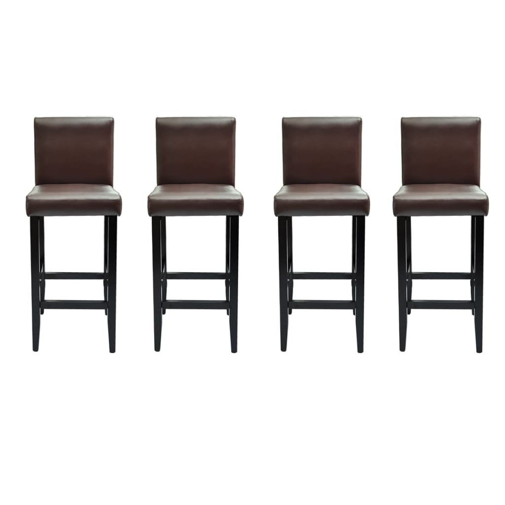 Vidaxl taburetes de cocina 4 unidades cuero sintético marrón oscuro