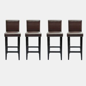 vidaXL Bancos de bar 4 pcs couro artificial castanho-escuro