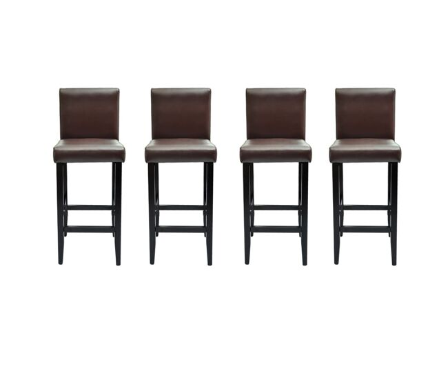 Vidaxl taburetes de cocina 4 unidades cuero sintético marrón oscuro