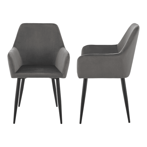 Conjunto de 4 cadeiras de jantar Hollola veludo e aço 86x57x56 cm - Cinzento escuro en.casa