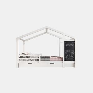Cama de criança,cama-casa de madeira de pinho 90x200cm com 2 gavetas,branco