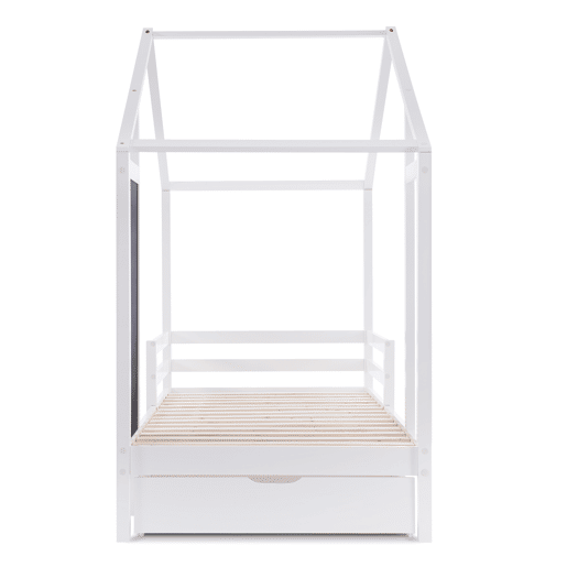 Cama de criança,cama-casa de madeira de pinho 90x200cm com 2 gavetas,branco