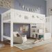 Cama alta infantil de madera maciza Cama alta infantil de madera maciza Blanco