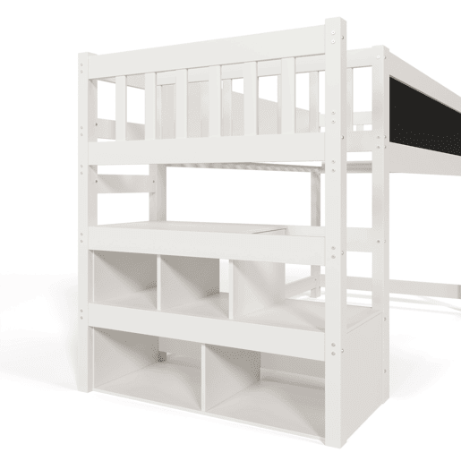 Cama de criança,cama alta de madeira maciça 90x200cm,branco