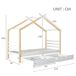 Cama cabaña infantil de madera de pino con 2 cajones Cama cabaña infantil de madera de pino con 2 cajones Blanco/ Madera