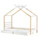 Cama cabaña infantil de madera de pino con 2 cajones Cama cabaña infantil de madera de pino con 2 cajones Blanco/ Madera