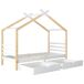 Cama cabaña infantil de madera de pino con 2 cajones Cama cabaña infantil de madera de pino con 2 cajones Blanco/ Madera