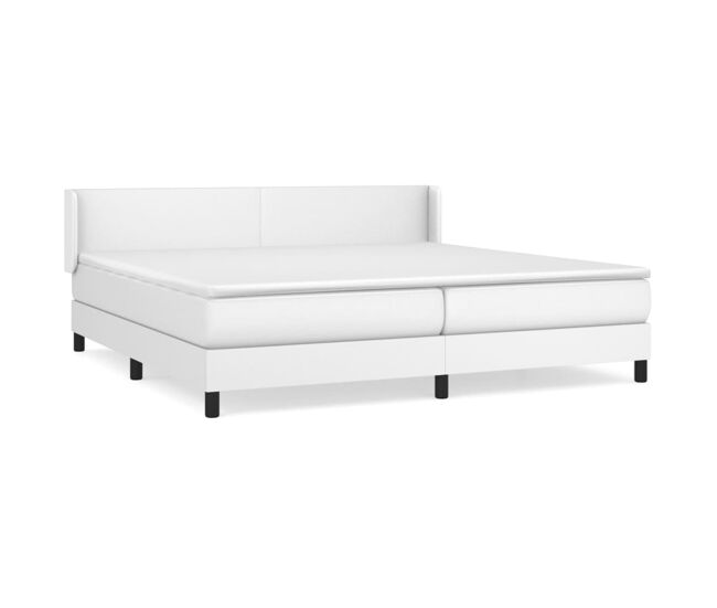 Cama box spring con colchón cuero sintético blanco 200x200 cm diseño plano