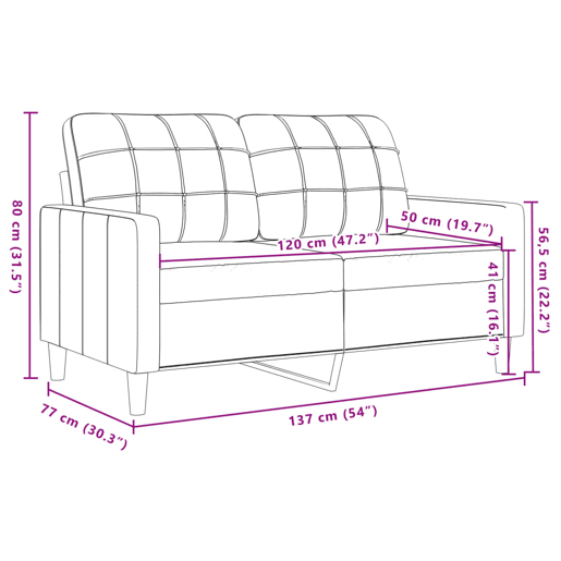 vidaXL Sofá de 2 lugares veludo 120 cm preto