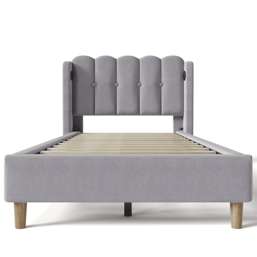 Cama juvenile,cama de solteiro de linho 90x200cm,cinzento