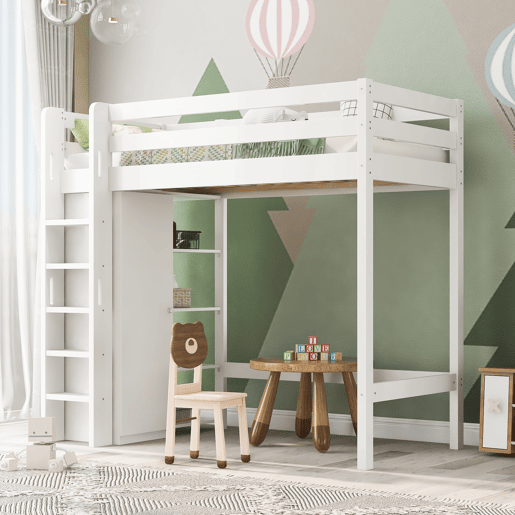 Cama de criança,cama alta de panel de partículas 90x200cm,branco