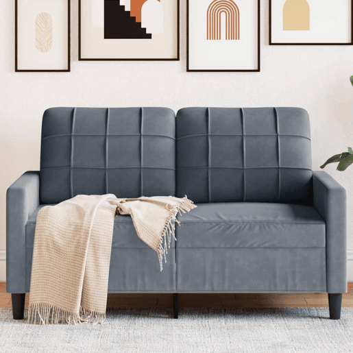 vidaXL Sofá de 2 lugares 120 cm veludo cinza-escuro
