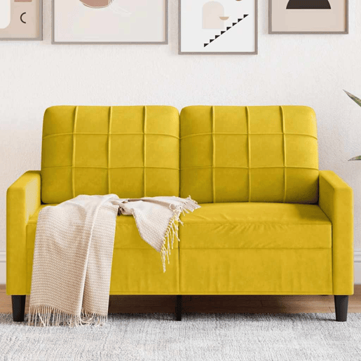 vidaXL Sofá de 2 lugares veludo 120 cm amarelo vidaXL Sofá de 2 lugares veludo 120 cm amarelo