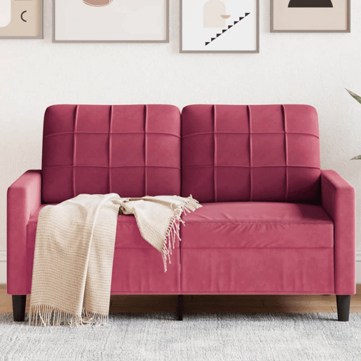 vidaXL Sofá de 2 lugares veludo 120 cm vermelho tinto vidaXL Sofá de 2 lugares veludo 120 cm vermelho tinto