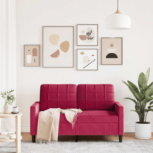vidaXL Sofá de 2 lugares veludo 120 cm vermelho tinto vidaXL Sofá de 2 lugares veludo 120 cm vermelho tinto