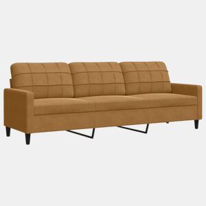 vidaXL Sofá de 3 lugares 210 cm veludo castanho