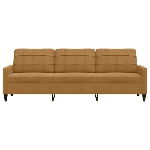 vidaXL Sofá de 3 lugares 210 cm veludo castanho