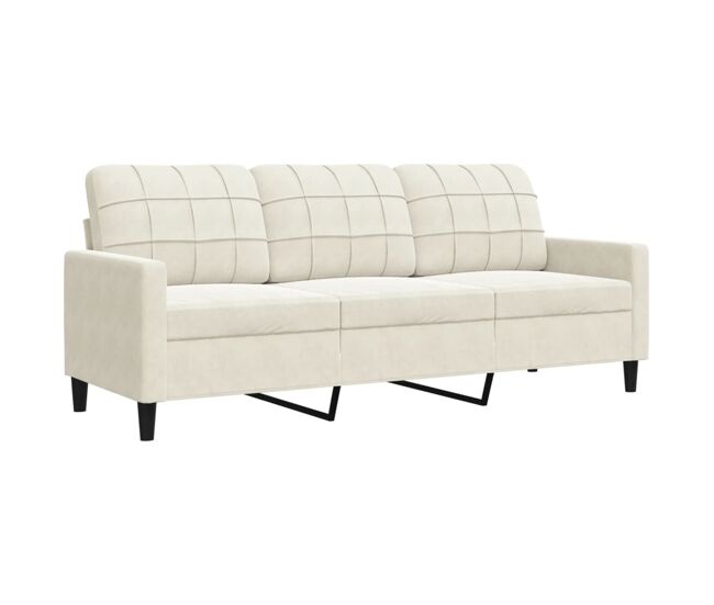 Vidaxl sofá de 3 plazas terciopelo color crema 180 cm