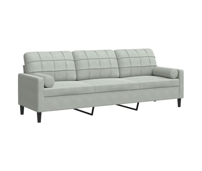 Vidaxl sofá de 3 plazas con cojines terciopelo gris claro 210 cm