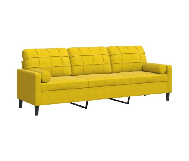 Vidaxl sofá de 3 plazas con cojines terciopelo amarillo 210 cm