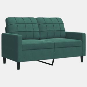 vidaXL Sofá de 2 lugares 120 cm veludo verde-escuro