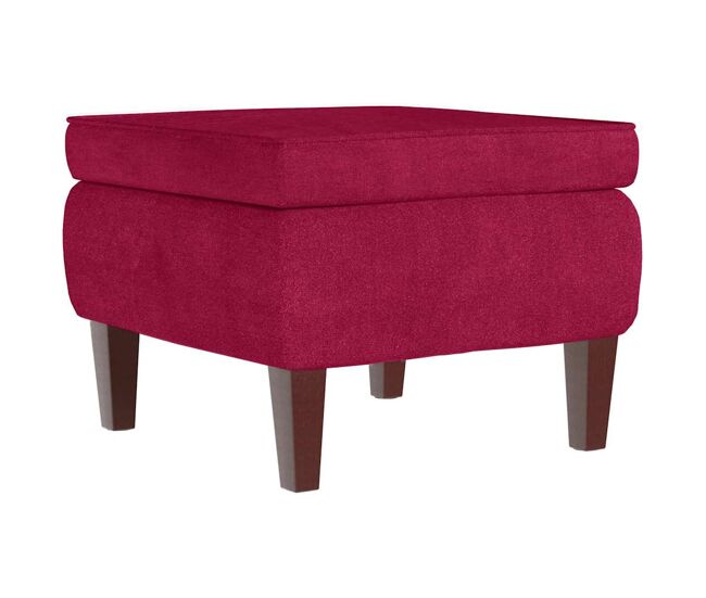Vidaxl taburete con patas de madera terciopelo rojo tinto