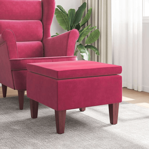 vidaXL Banco com pernas de madeira veludo vermelho tinto