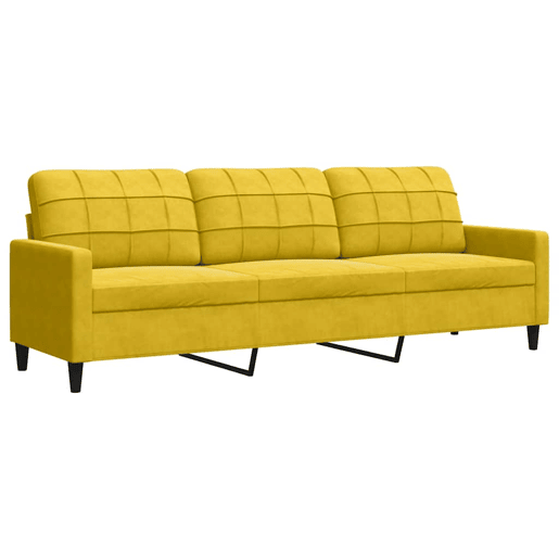 vidaXL Sofá de 3 lugares 210 cm veludo amarelo vidaXL Sofá de 3 lugares 210 cm veludo amarelo