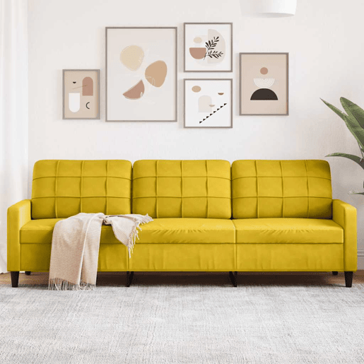 vidaXL Sofá de 3 lugares 210 cm veludo amarelo vidaXL Sofá de 3 lugares 210 cm veludo amarelo