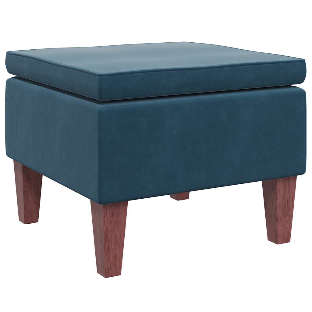 Vidaxl taburete con patas de madera terciopelo azul