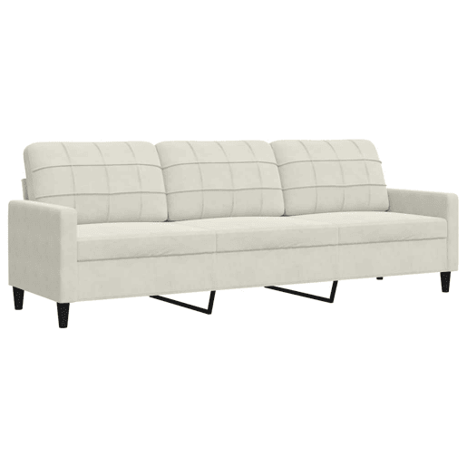 vidaXL Sofá de 3 lugares 210 cm veludo cor creme