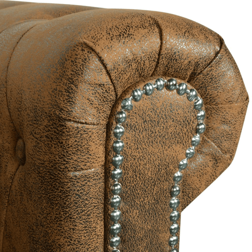 vidaXL Sofá Chesterfield 3 lugares couro artificial castanho vidaXL Sofá Chesterfield 3 lugares couro artificial castanho