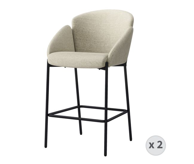 Silla de bar de tela beige (x2)