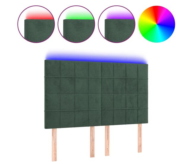 Vidaxl cabecero con luces led terciopelo verde oscuro 144x5x118/128 cm