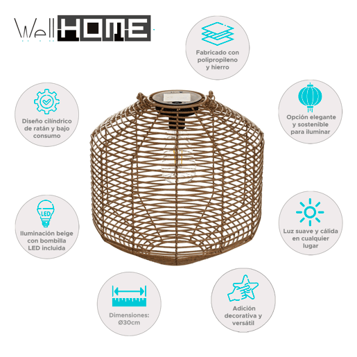 WELL HOME - Candeeiro solar de vime WELL HOME - Candeeiro solar de vime