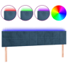 vidaXL Cabeceira de cama c luzes LED veludo 160x5x7888cm azul-escuro