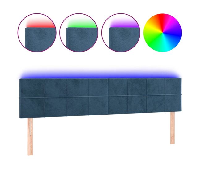 Vidaxl cabecero con led de terciopelo azul oscuro 160x5x78/88 cm