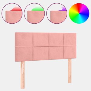 vidaXL Cabeceira de cama c luzes LED veludo 100x5x7888 cm rosa