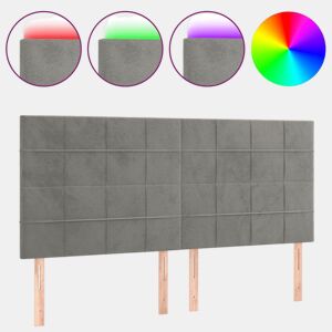 vidaXL Cabeceira de cama c LED veludo 160x5x118128 cm cinza-claro