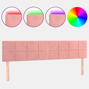 vidaXL Cabeceira de cama c luzes LED veludo 180x5x7888 cm rosa
