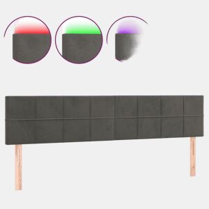 vidaXL Cabeceira de cama cluzes LED veludo 200x5x7888cm cinza-escuro