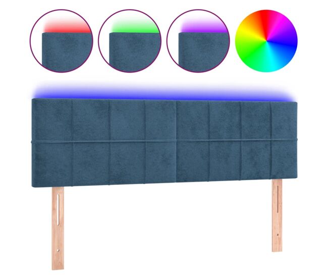 Vidaxl cabecero con led de terciopelo azul oscuro 144x5x78/88 cm