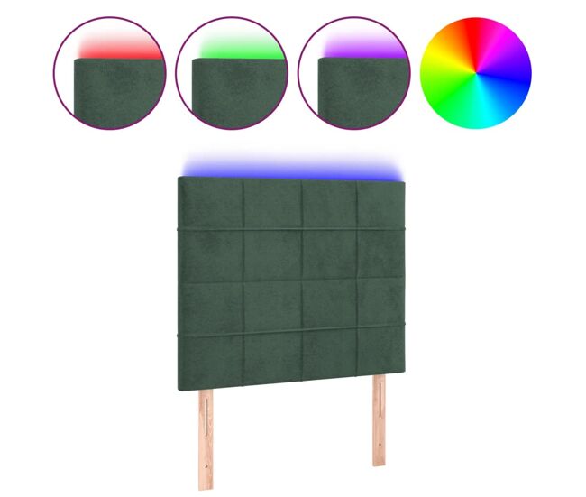 Vidaxl cabecero con luces led terciopelo verde oscuro 90x5x118/128 cm