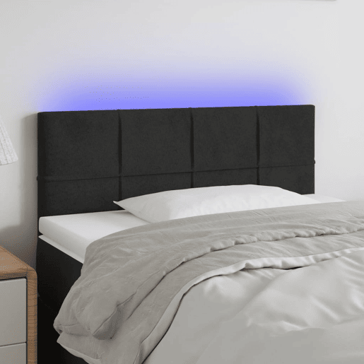 vidaXL Cabeceira de cama c luzes LED veludo 90x5x7888 cm preto vidaXL Cabeceira de cama c luzes LED veludo 90x5x7888 cm preto