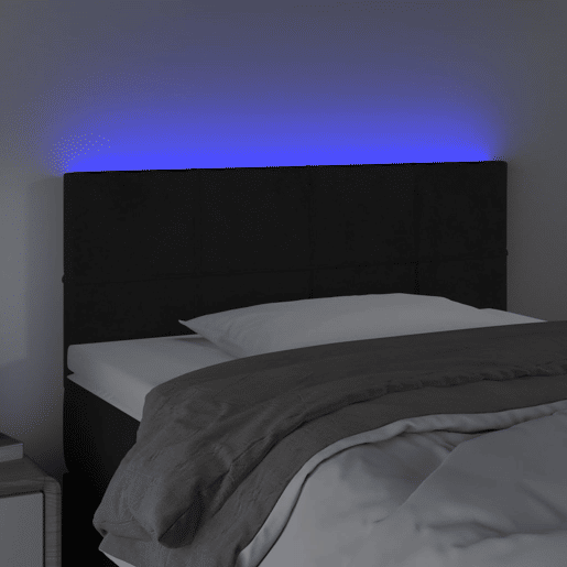 vidaXL Cabeceira de cama c luzes LED veludo 90x5x7888 cm preto vidaXL Cabeceira de cama c luzes LED veludo 90x5x7888 cm preto