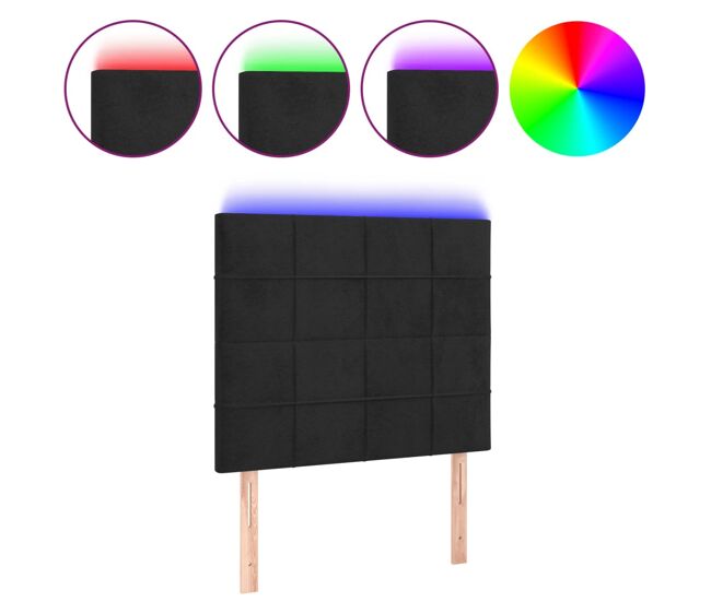 Vidaxl cabecero con luces led terciopelo negro 90x5x118/128 cm