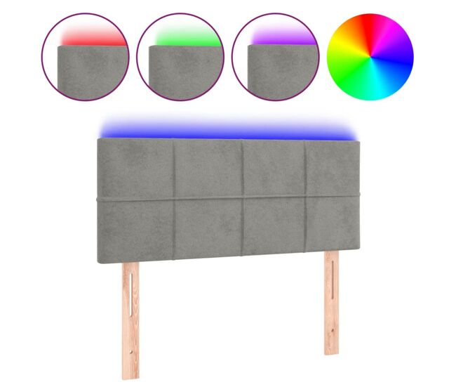Vidaxl cabecero con led de terciopelo gris claro 90x5x78/88 cm