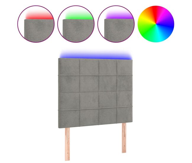 Vidaxl cabecero con luces led terciopelo gris claro 100x5x118/128 cm