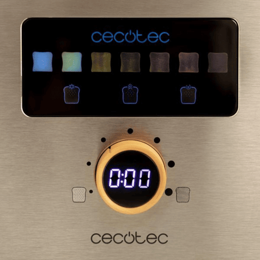 Cecotec Torradeira vertical de aço com dupla ranhura curta e ecrã tátil.